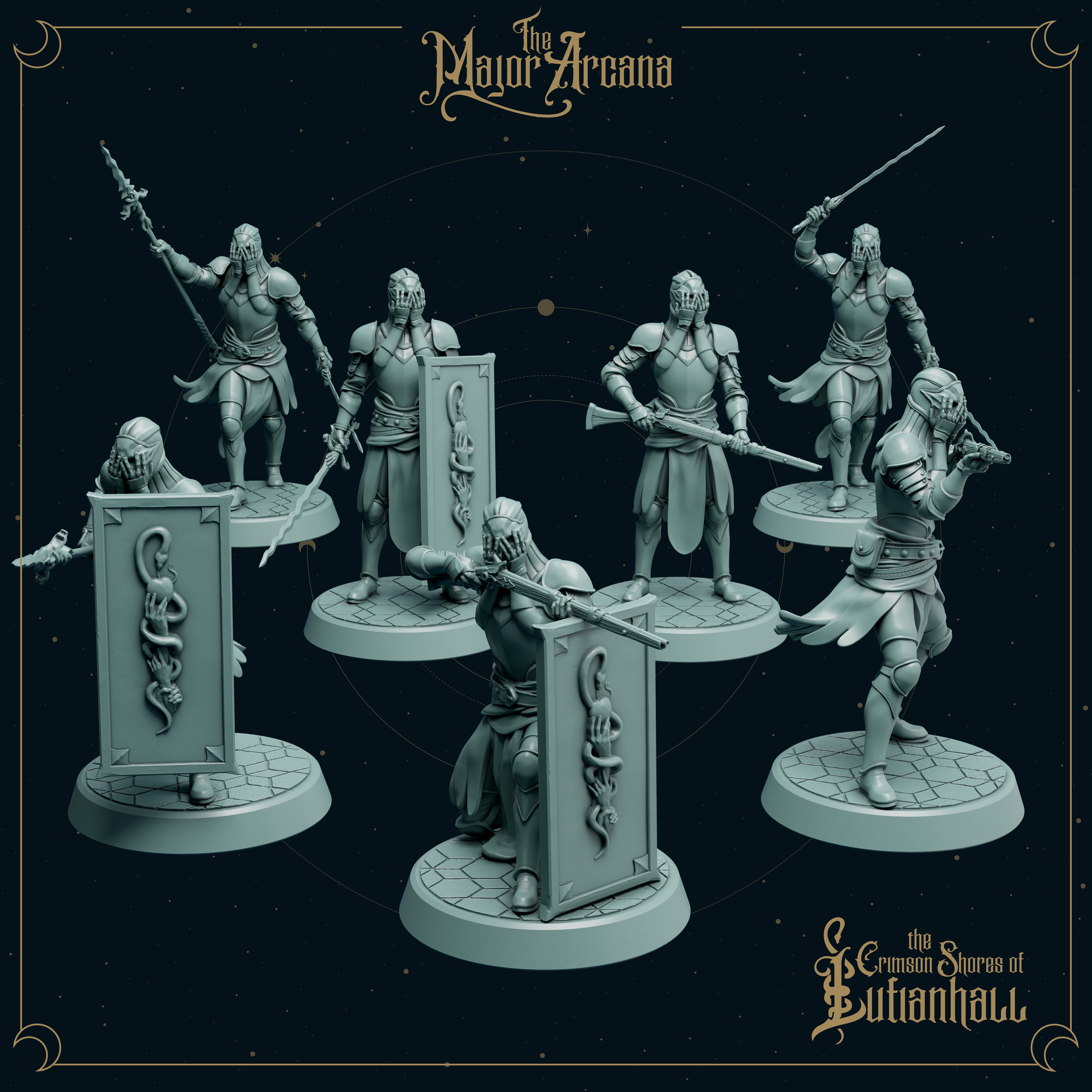 Crimson Guard - Knights, Fighter, Construct - 16 Miniature Bundle